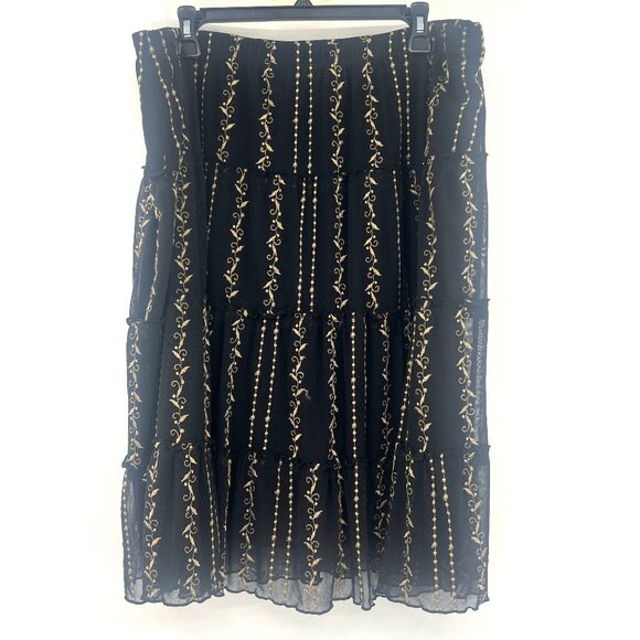 Alfani Black Beige Embroidered A-Line Skirt Women's 2X - Picture 1 of 4